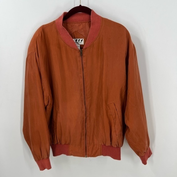Corsini vintage silk boho rust orange bomber jacket L - Picture 5 of 17